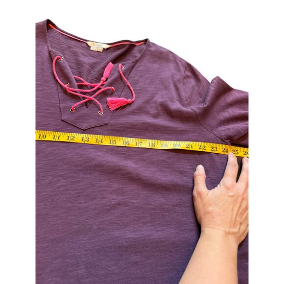 Boden Cotton Purple Tunic Dress with Pink Cross Tie Neckline - Size 18 - Picture 5 of 10